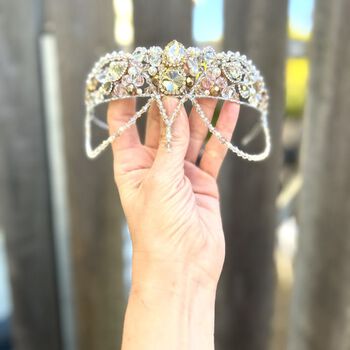 Gold, crystal and ivory pearl dance tiara